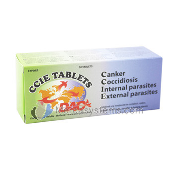 DAC CCIE  50 Tabs, (combined treatment for coccidiosis, canker, internal-external parasites in pigeons)