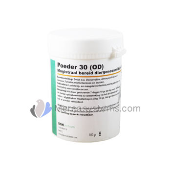 Pigeons Produts and Supplies: Powder 30 (OD) 100gr, (Belgian Magistral Formula to treat diseases in young pigeons)