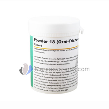 Pigeons Produts and Supplies: Powder 18 (Orni-Tricho-Mix) 100 gr, (highly effective combination therapy against respiratory infections and trichomoniasis)