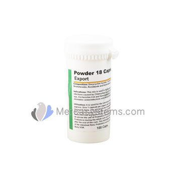 Productos para palomas: Powder 18 (Orni-Tricho-Mix) 100 cápsulas (tratamiento combinado altamente eficaz contra infecciones respiratorias y tricomoniasis)