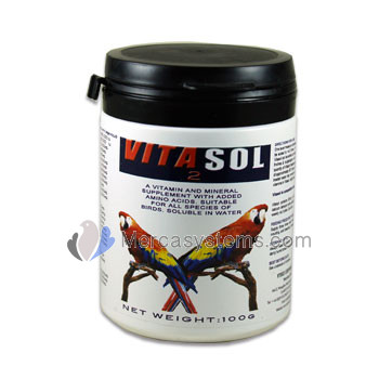 Vydex Vitasol 100gr, (water soluble vitamins, minerals and amino acids). For birds